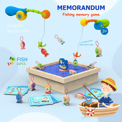 Wooden magnetic fishing toy for toddlers