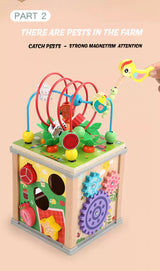 GOODIYA Toddlers Montessori Wooden Educational Toys, 10 in 1 Play Set, Carrot Pulling Baby Toy Gifts for Boys, Girls, Kids with Animal Shape Sorting Cube Toys for Toddlers