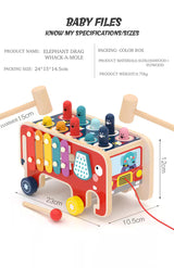 Wooden elephant musical toy with colorful xylophone