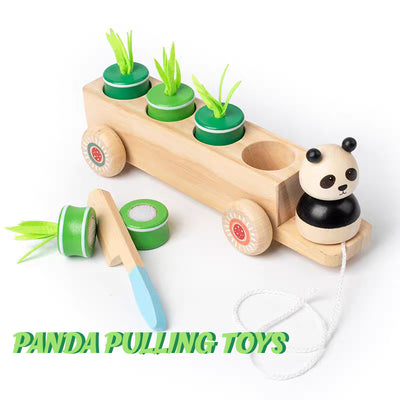 Wooden toy cart with vegetables – perfect Montessori Easter toy