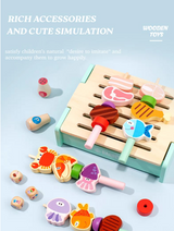 Educational wooden BBQ toy for imaginative play