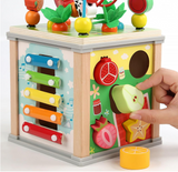 Colorful shape sorting cube toy for babies