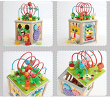 Wooden learning toy with fishing and animal games