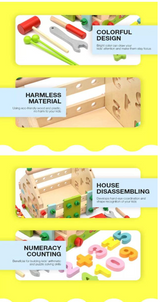 Colorful Montessori-inspired block house for kids