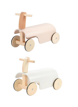 Wooden baby walking toy with seat and handle