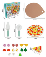 Wooden pizza cutting toy set for toddlers with sliceable pieces