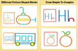 Educational puzzle game with wooden color rings and pegboard