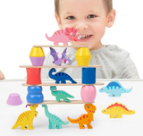 Preschool activity toy with multicolored dinosaur figures