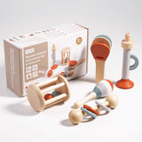 Natural wooden rattle toy for early sensory development