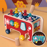 Goodiya Wooden Elephant Knock Toy Cart with Xylophone – Push & Play Musical Toy for Toddlers