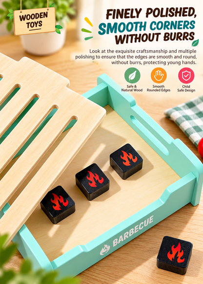 Goodiya Wooden BBQ Pretend Play Set – Kids Barbecue Grill Toy with Food, Skewers & Accessories | Role Play Toy