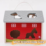 Pretend play wooden barn toy with animals and tractor

