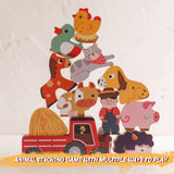 Farm-themed learning toy for toddlers with colorful wooden pieces


