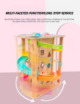 Multi-level wooden ramp car toy for boys and girls

