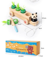Educational panda-themed wooden pull-along cart for toddlers

