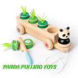 Wooden toy cart with vegetables – perfect Montessori Easter toy

