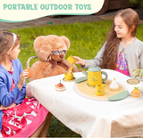 GOODIYA Tea Party Set Wooden Toys for Toddlers Little Girls 3-5, Kids Play Kitchen Tea Set Montessori Toys, Pretend Toys Wooden Kitchen Sets, Birthday Diwali for Kids 3 4 5 6 Year Old (TEASETY)
