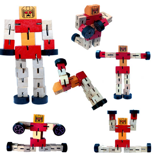Goodiya Toys Wooden Twist Puzzle Robots – Set of 2 Convertible Robot Car Cube Toys for Kids