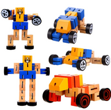 Wooden twist puzzle robot toys for kids

