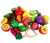 Educational role play toy for kids with wooden fruits

