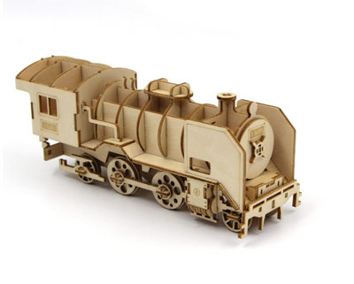Wooden 3D puzzle of steam locomotive model

