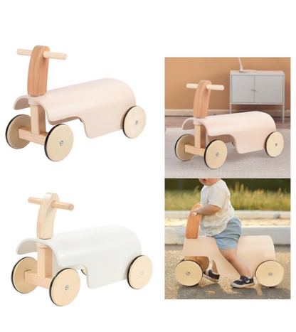 Goodiya Toys Wooden Push Ride-On Toy for Toddlers – Durable Walker with Wheels (Pink)