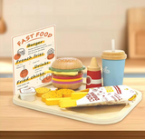 Educational play food set for kids with burger and fries

