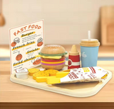 Kids burger play set with plastic toy drink cup and fries


