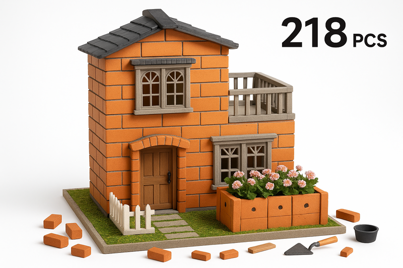 Realistic Brick Building House Set - 218 Pieces Educational Construction Toy