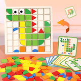 GOODIYA Mosaic Wooden Puzzle Game – 120-Piece Geometric Shape Building Blocks | Montessori Educational Toy for Kids 3+"