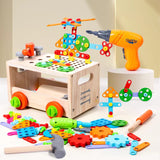 GOODIYA Kids Tool Set with Wooden Toolbox & Electronic Drill – STEM Educational Construction Toy for Boys & Girls