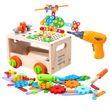GOODIYA Kids Tool Set with Wooden Toolbox & Electronic Drill – STEM Educational Construction Toy for Boys & Girls