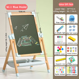 Goodiya Wooden Art Easel for Kids – 360° Rotating Double-Sided Drawing Board with Magnetic Chalkboard, Whiteboard & Paper Roll for Toddlers